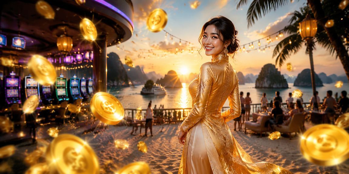 Vịnh Hạ Long minh họa không gian giải trí casino trực tuyến cho người Việt