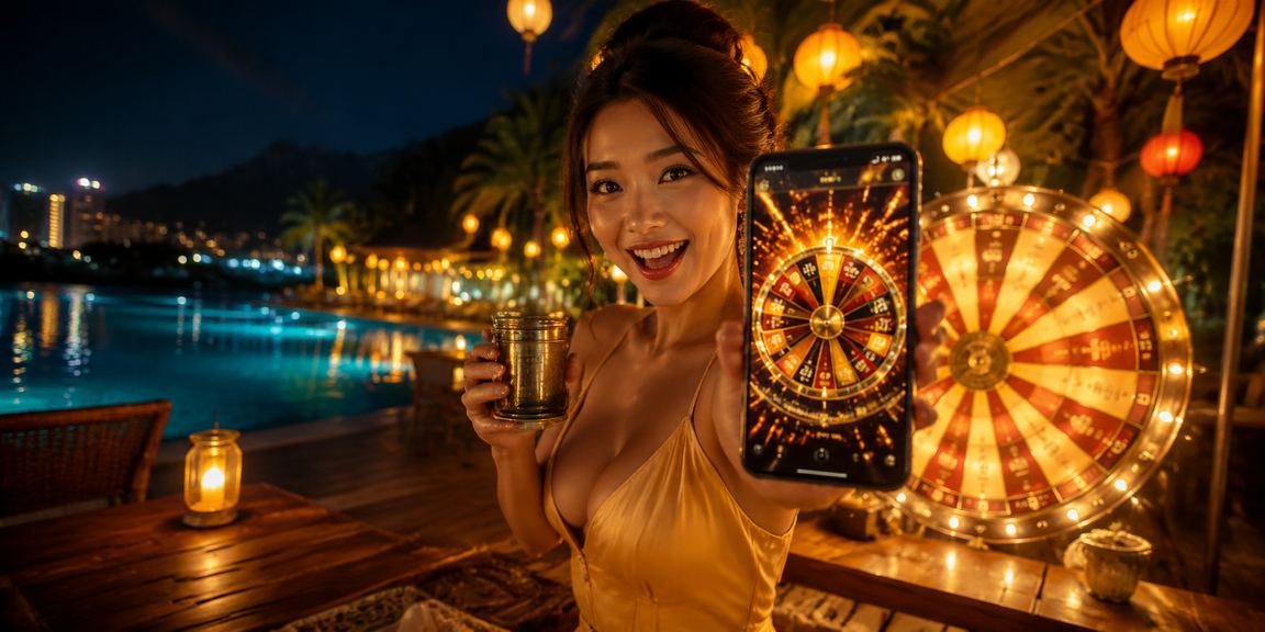 Không gian Hội An với roulette và cà phê minh họa ưu đãi casino thư giãn